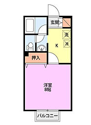タンデムウィズ 1Kの間取図画像