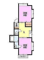 コスモビレッジ松浜新町 2Kの間取図画像