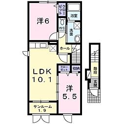 メイプルヴィラ 2LDKの間取図画像
