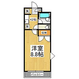 グランドゥール・エムワン 1Kの間取図画像