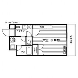 アビタシオン桂 1階1Kの間取り