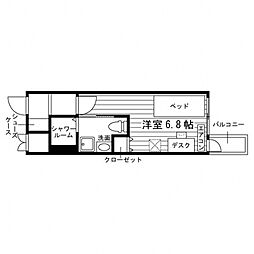 学生会館 アルク大和町[食事付き] 8階ワンルームの間取り