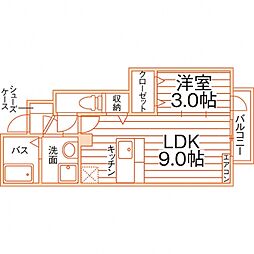 ダイヤスター 1階1LDKの間取り