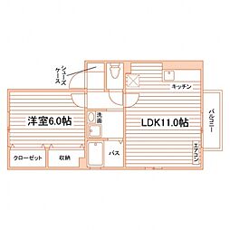エステート手形 2階1LDKの間取り