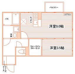 アルカサーノ広面 ワンルームの間取図画像