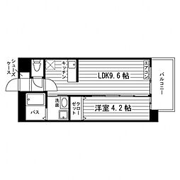 モン・ヴィラージュ医大南 8階1LDKの間取り