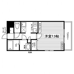 スカイハイドルフィン 1Kの間取図画像