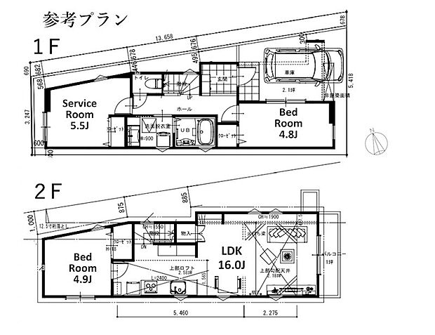 建物参考プラン　2階建3LDK　2150万円