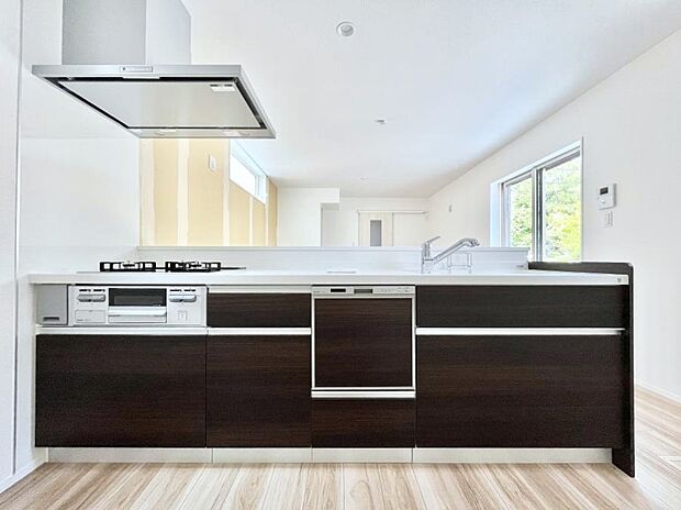 食洗機・浄水器・3ツ口コンロなどデザイン性も機能性も兼ね備えたシステムキッチン!