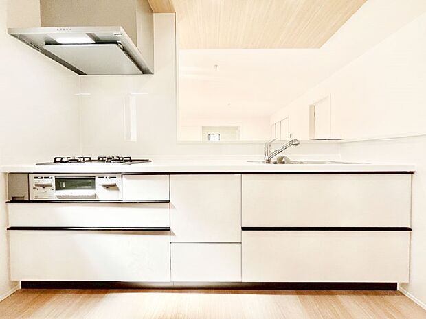 システムキッチンはシンプルでスッキリした飽きの来ないデザインなので永く使えそう！