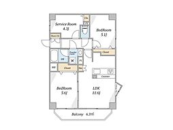 コスモ堀切菖蒲園駅前 2SLDKの間取り