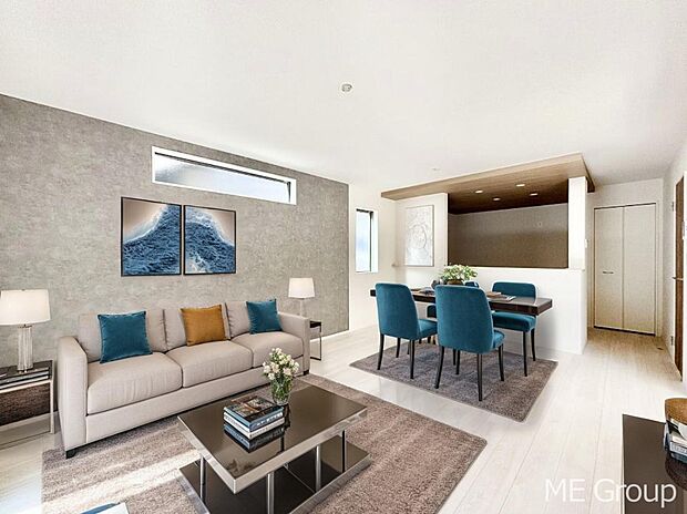 アクセントクロスを使用したワンランクアップの空間 ※家具はCGです