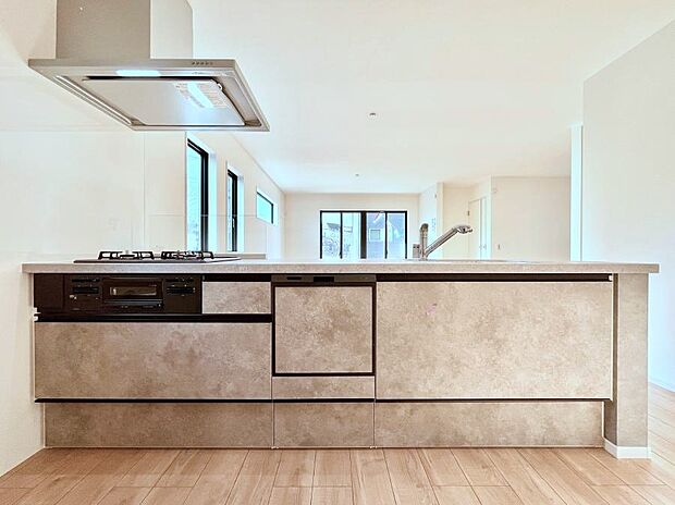 食洗機・浄水器・3ツ口コンロなどデザイン性も機能性も兼ね備えたシステムキッチン!