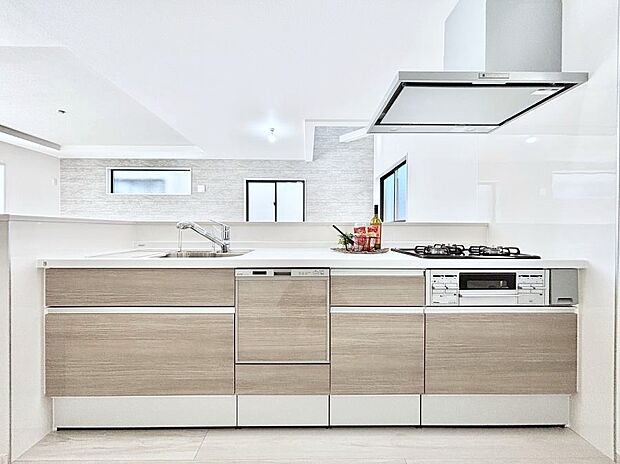 食洗機・浄水器・3ツ口コンロなどデザイン性も機能性も兼ね備えたシステムキッチン!