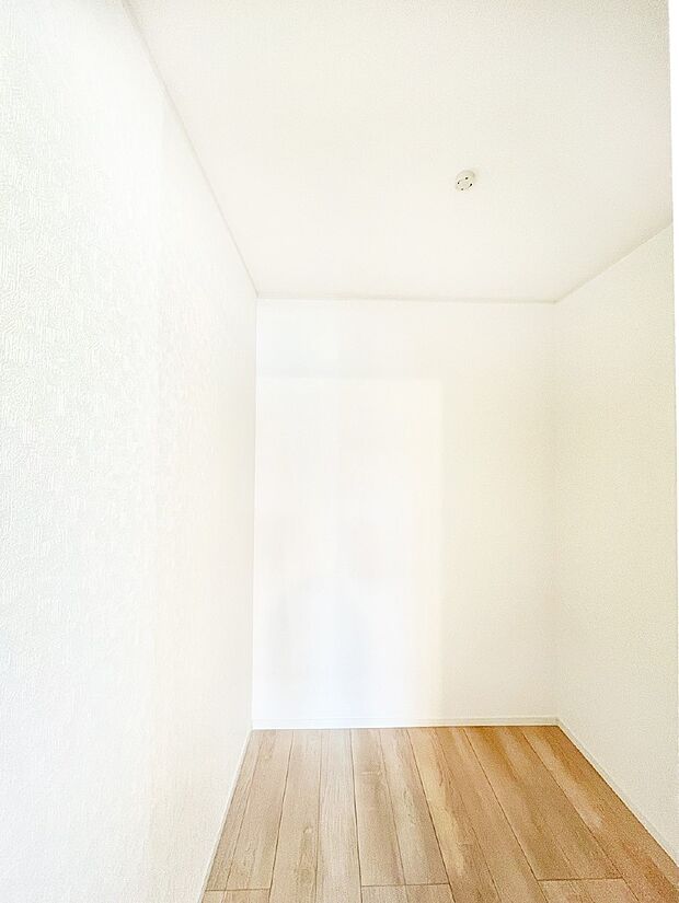 洋室のWIC。奥行きがあるので厚手の衣類もすっきり収まります。