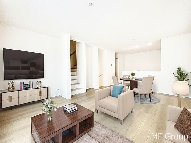 対面キッチン&リビングイン階段を採用した家族の絆深まるLDK ※家具はCGです