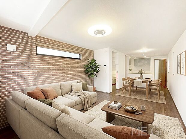 プライバシーも守れる2階リビングは明るく開放感たっぷり! ※家具はCGです