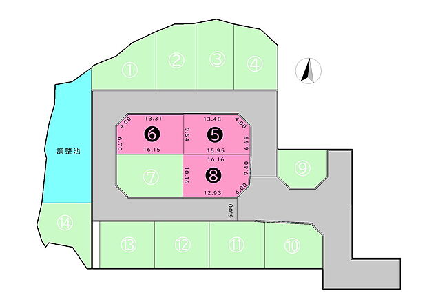 【5号地】1,574万円、【6号地】1,574万円、【8号地】1,672万円