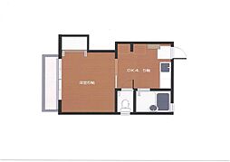 清水荘 2階1DKの間取り