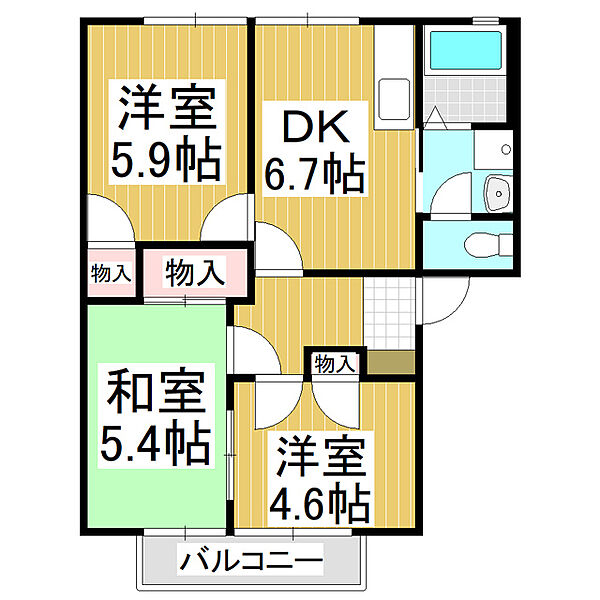 ＫＩ　ハイツ ｜長野県東御市滋野(賃貸アパート3DK・1階・50.54㎡)の写真 その2