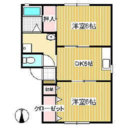 フォーレスＧＡＫＵ 1階2DKの間取り