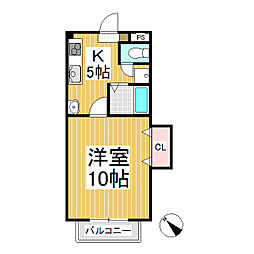 第一サンハイツ 1階1Kの間取り