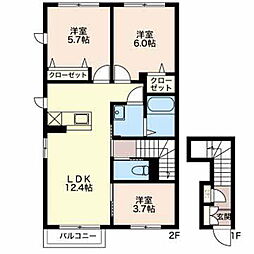 シャーメゾン秋和 2階3LDKの間取り