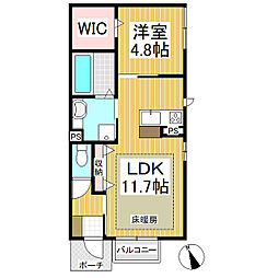 カーザルナ 1階1LDKの間取り