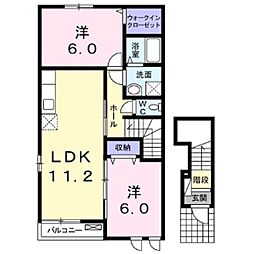 ボヌール　シス 2階2LDKの間取り