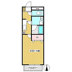 サンライン東部 3階1Kの間取り