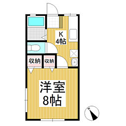 悠々舎 1階1Kの間取り