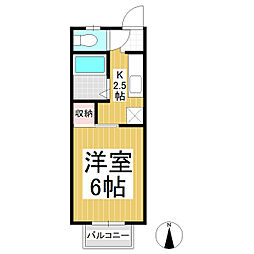 サンハイツ大屋 1Kの間取図画像