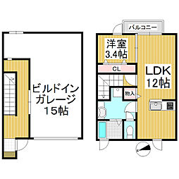 グランサンクIV 1階1LDKの間取り