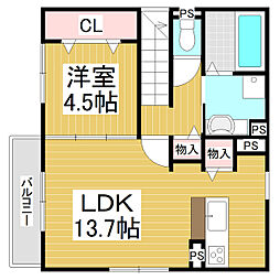 PinLivre 2階1LDKの間取り