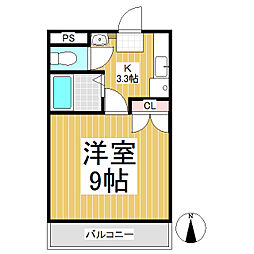 大学駅前チェリー 3階1Kの間取り
