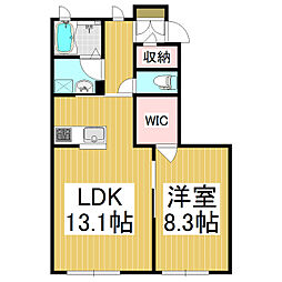 マストタウン上田原C 1LDKの間取図画像