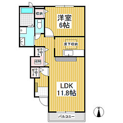 ロングランB 1LDKの間取図画像