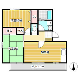 ST・グリーンライフヨコヤA 2DKの間取図画像