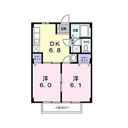 アドミラブール 2DKの間取図画像