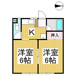 コーポ上田原 2Kの間取図画像