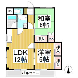 サンハイツ中央 2LDKの間取図画像