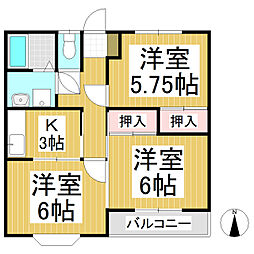 育英マンション 3Kの間取図画像