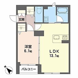 コルテーゼ上田 1LDKの間取図画像