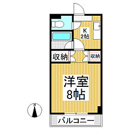 FIVE 1Kの間取図画像