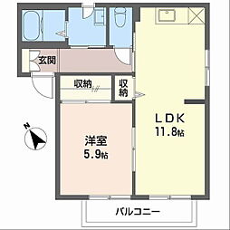 バリュージュ住吉N 1LDKの間取図画像
