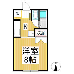 オアシストーブ 1Kの間取図画像