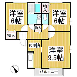 セジュールイズミC 2LDKの間取図画像
