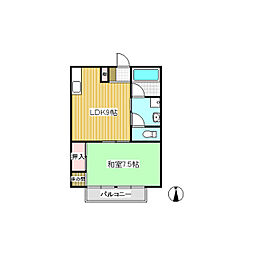 サンテラス常磐城 1LDKの間取図画像