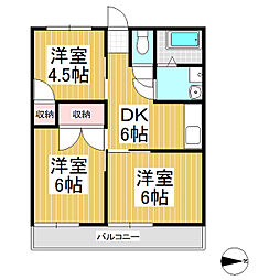 キャッスル中之条 3DKの間取図画像