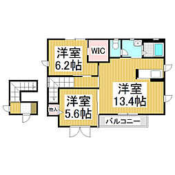 ディアスシャイロA 2LDKの間取図画像